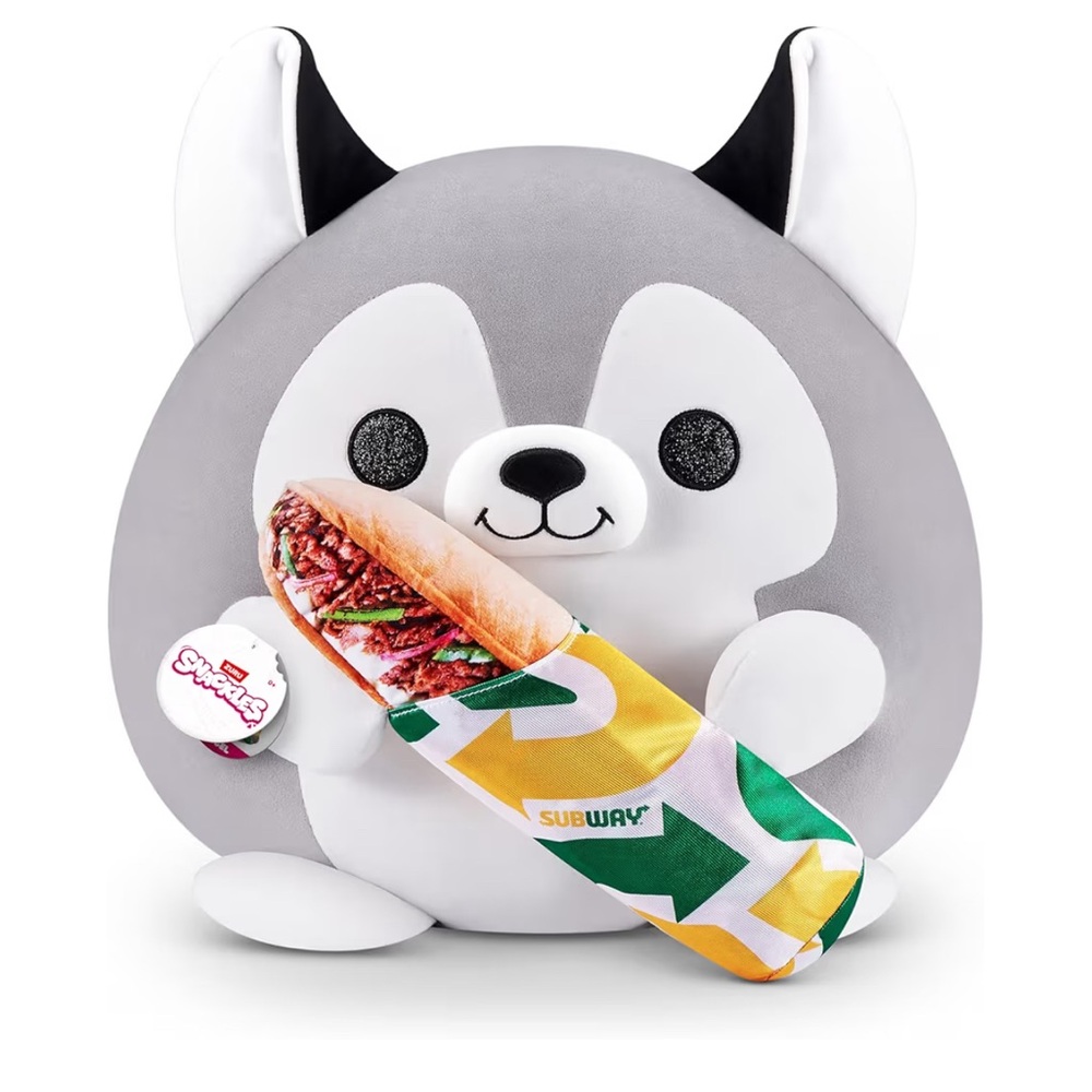 Squishmallows Gray Husky with Subway Sandwich Plush